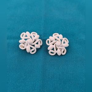 Vintage white enamel Monet earrings